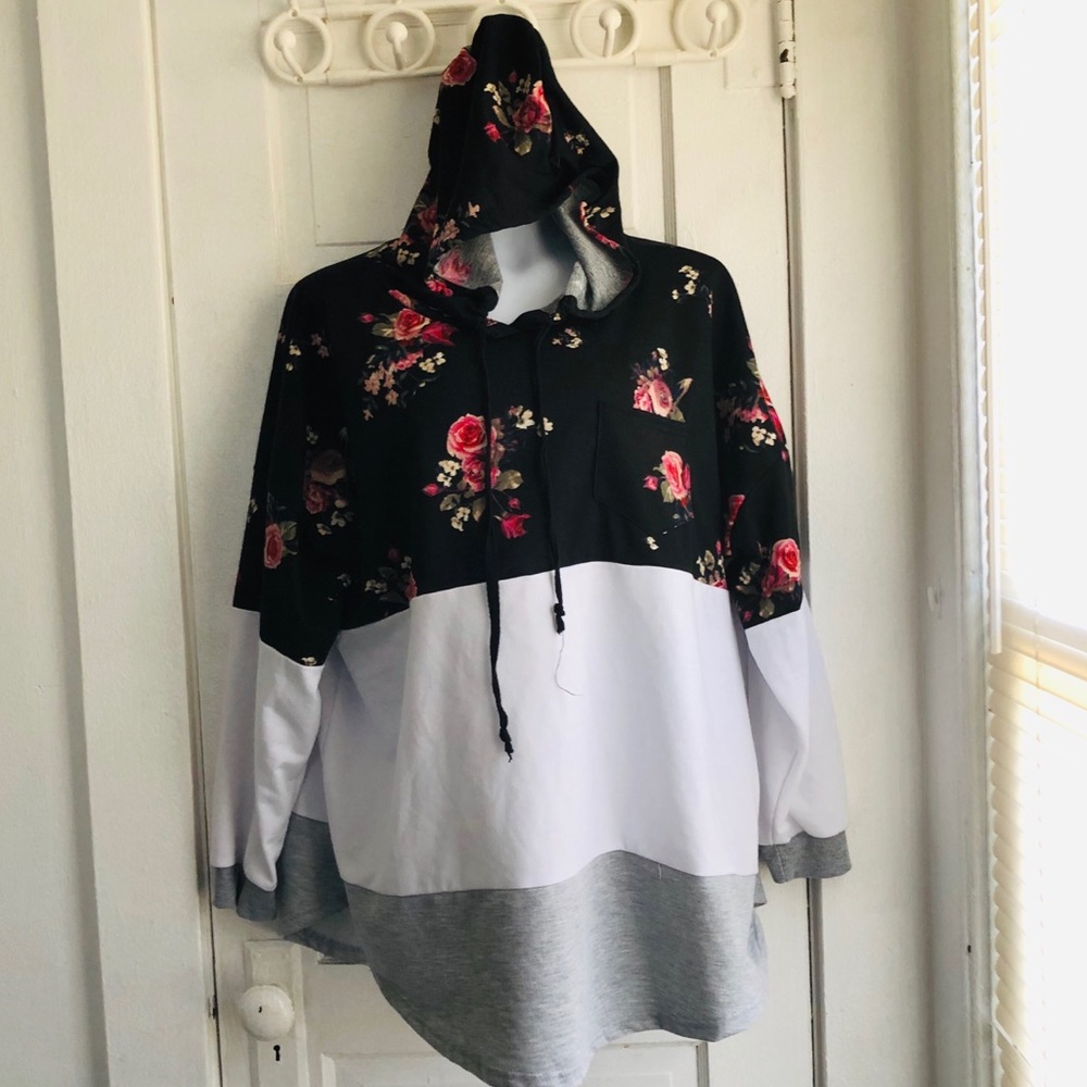 Stella tweed sequined colorblock hoodie 3x